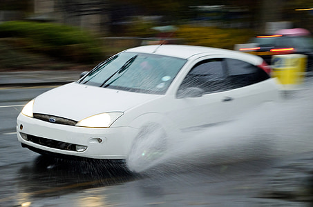 aquaplaning, víz, eső, autó, vezetés, vezető, gyors