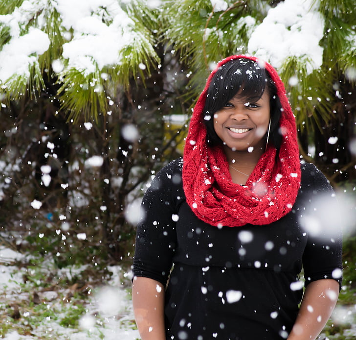 snow day, scarf, snow, winter, smiling, women, outdoors