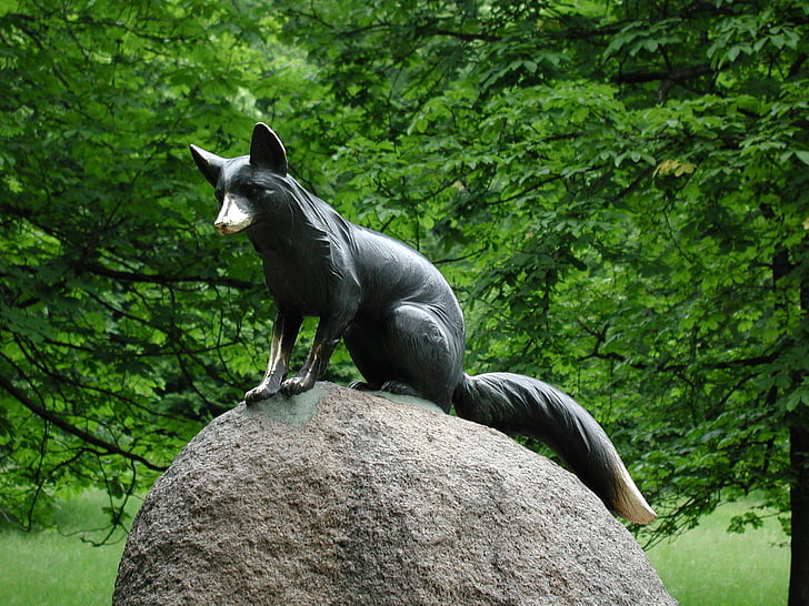 statue de, Fuchs, sculpture, art, animal, Rock, nature