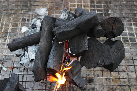 fuego, carbón de leña, barbacoa, caliente, llama, parrilla, calor