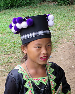 laos, Tüdruk, hmongi, musta hmongi, õpilased, koolilaste, traditsioon
