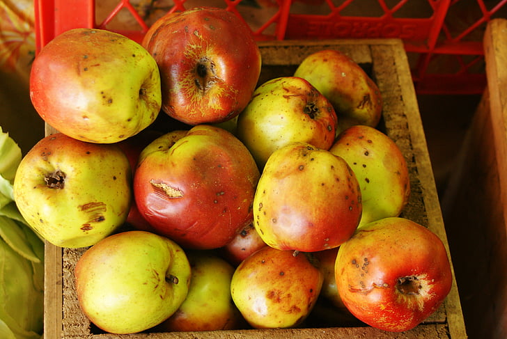 木枠, りんご, 果物, 食品, 健康的です, フルーツ, 食べ物や飲み物