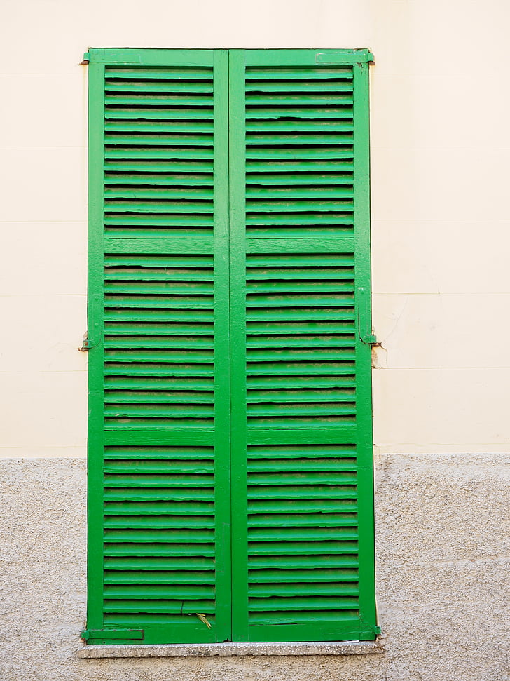 shutter, green, home, building, window, closed