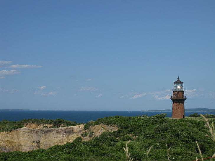 Lighthouse, Martha's vineyard, Shore, vartegn, Sky, havet