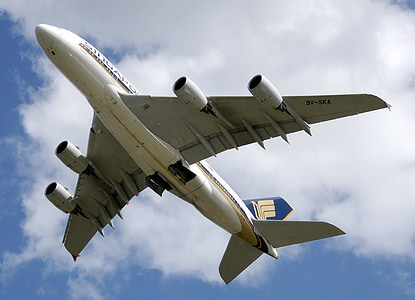 avion, zrakoplova, komercijalnim, jet, polijetanje, A380, let
