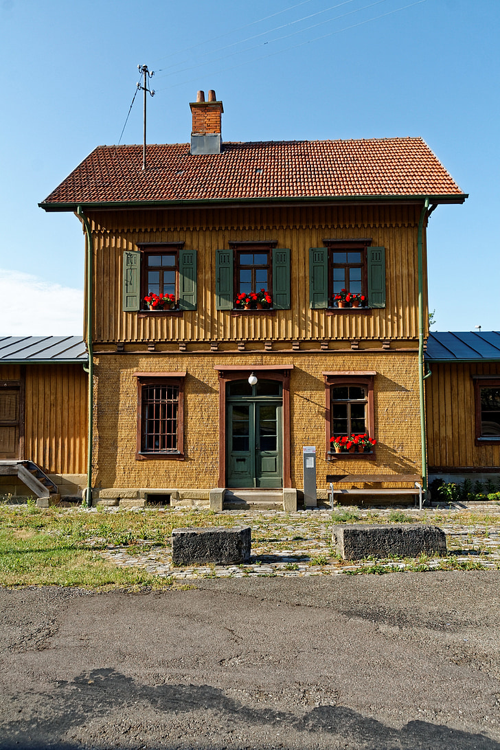 estación de tren, antiguo, Inicio, edificio, casa de campo, truss, Fachwerkhaus