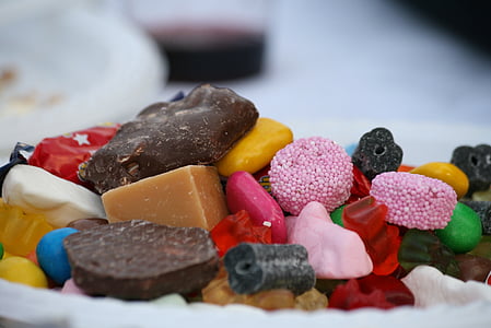 бонбони, бонбони, вкусни, сладкарски изделия, цветни, калории, храна