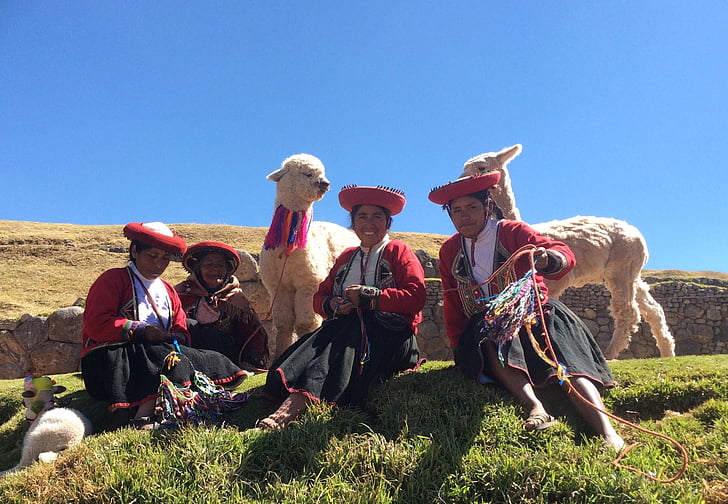 Peru, Anderna, Heritage, personer, traditionella, Lamor, kulturer