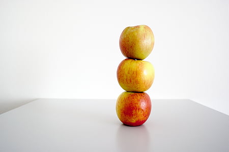 Apple, drei, Obst, gesund, Stapel, Vitamine, roter Apfel