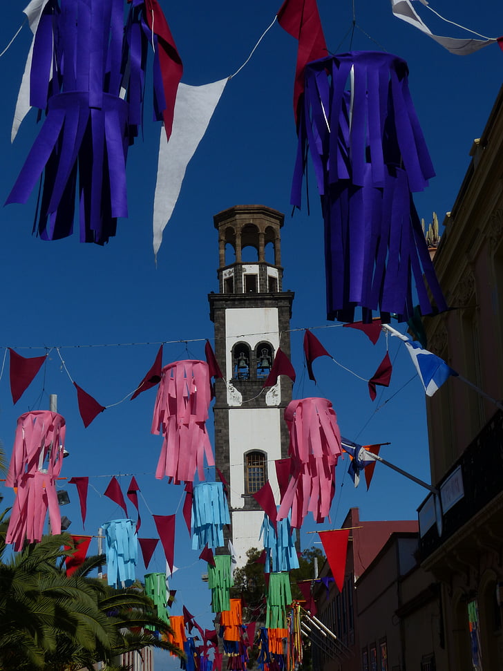közúti, sikátor, díszített, santa cruz, Tenerife, utcai fesztivál