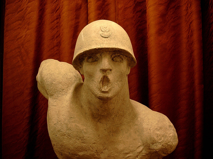 skulptur, byst, polsk soldat, soldat, museet, historia, militära