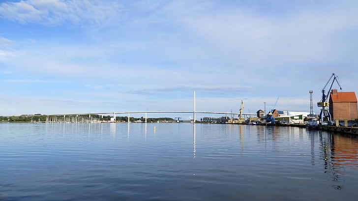 Stralsund, osta, tilts, savienojums cietzemi, brīvdiena, Crane, skaņu