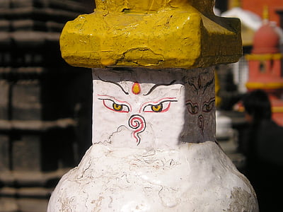 Nepál, obličej, staré, chrám, Buddhismus
