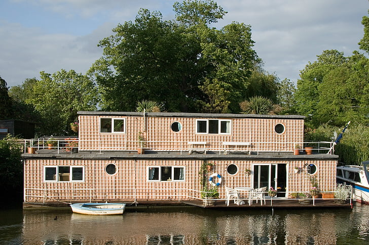 houseboat, channel, boat