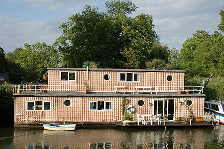 casa flotante, canal, barco