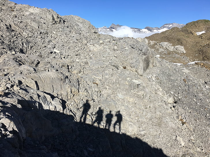 Prancūzijos Alpės, žygiai pėsčiomis, kalnai, šešėlis, komanda, kalnų, Gamta