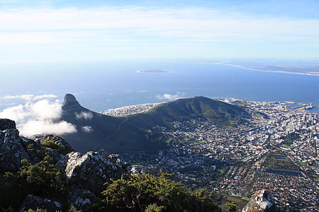 cape town, south africa, mountain, city, scenic, africa, landmark