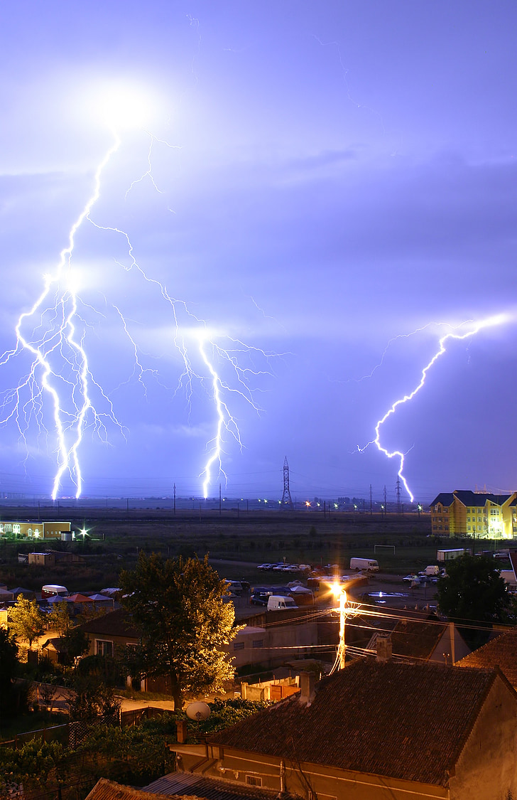 Badai Petir, berkedip, guntur, badai, efek cahaya, listrik, Rumania