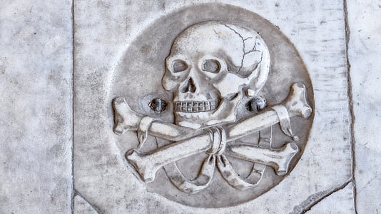 lebka, gravírované, mramor, Tomb, Pisa, symbol