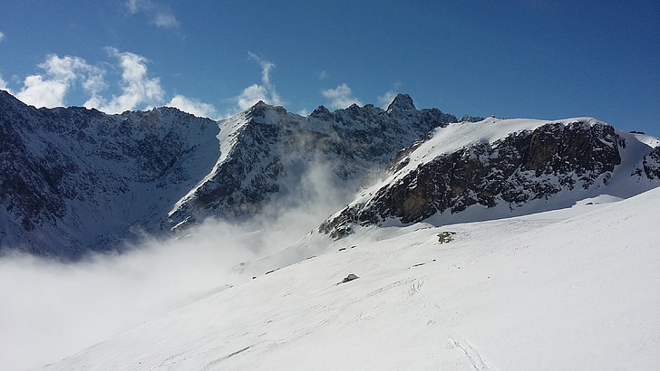 Татри, зимни, слънце, планински, сняг, природата, Европейската част на Алпите
