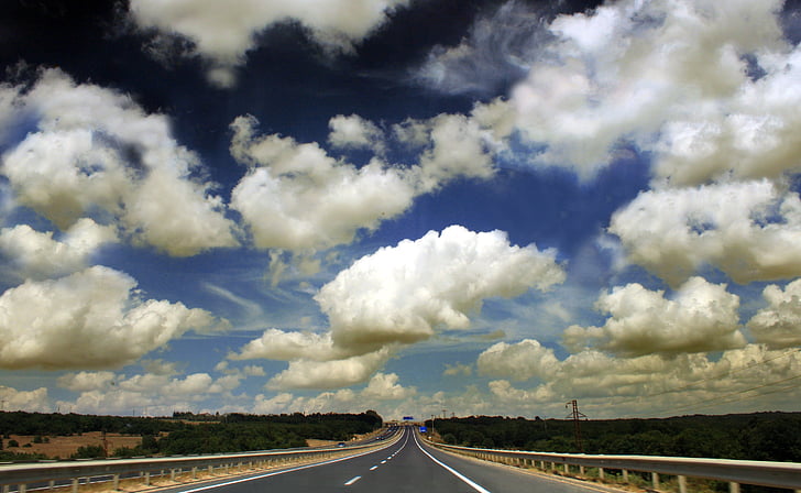 carretera, núvol, Turquia, natura, núvols, blau, composició