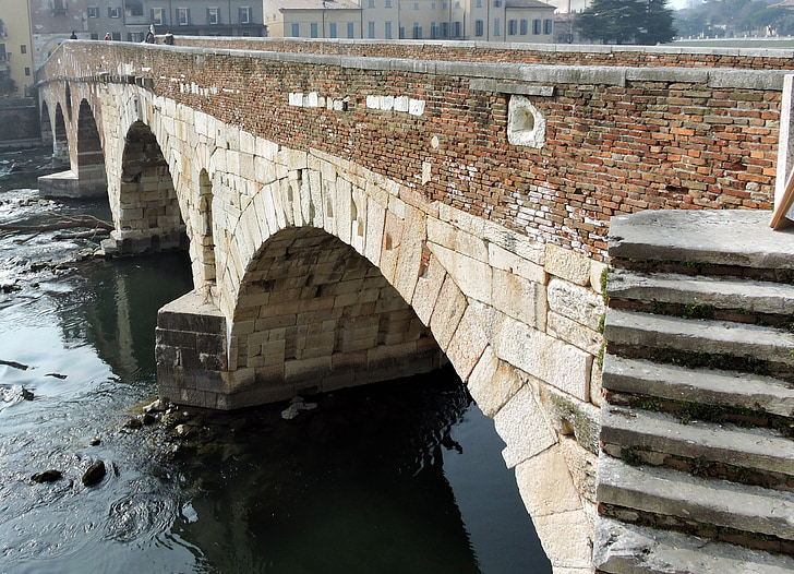 Verona, most, kamena, Drevni, spomenik, Rijeka, Adige