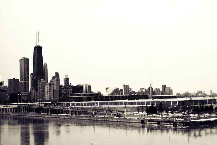 grayscale, photo, structural, building, city, skyline, buildings