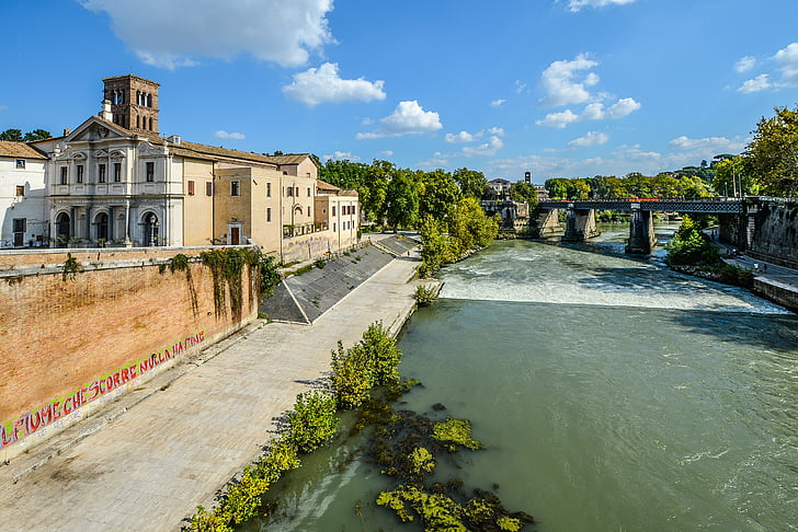 Rom, Tibern, floden, ön, Italien, Italienska, arkitektur
