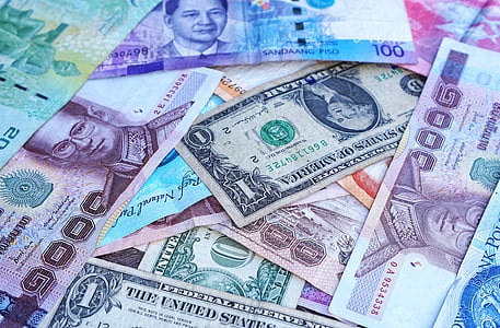 pengar, sedlar, valuta, Forex, amerikanska dollar, euro, baht