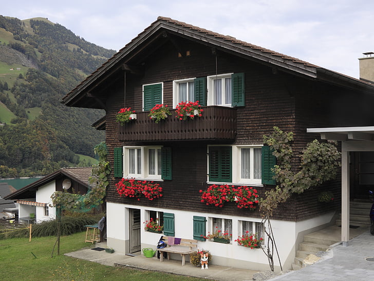 Suíça, Lucerna, edifício, cabana de montanha, chalé, Casa, marrom