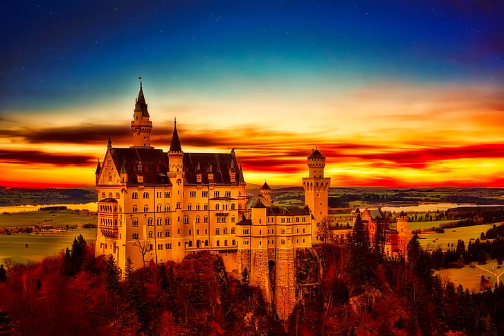 zámok Neuschwanstein, pevnosť, atrakcie, cestovný ruch, Nemecko, Architektúra, Bavaria