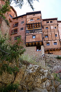 Albarracin, Арагон, дома, Милая, проезжую часть, живописные, деревня