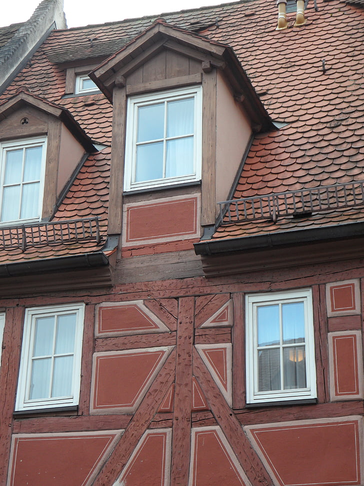 Vanalinn, Nürnbergi, fassaad, puntras, fachwerkhaus, renoveeritud, seina