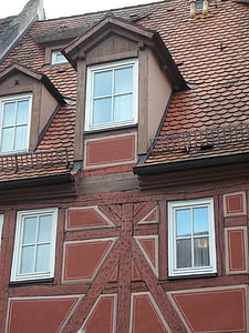 staré mesto, Norimberg, fasáda, krovu, fachwerkhaus, zrekonštruovaný, Nástenné