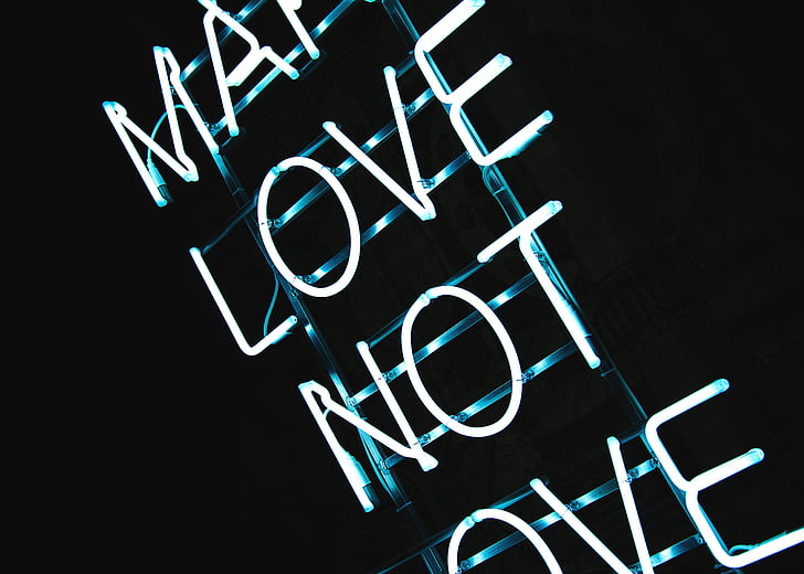 hvid, gøre, Kærlighed, neon, skiltning, typografi, neon lys