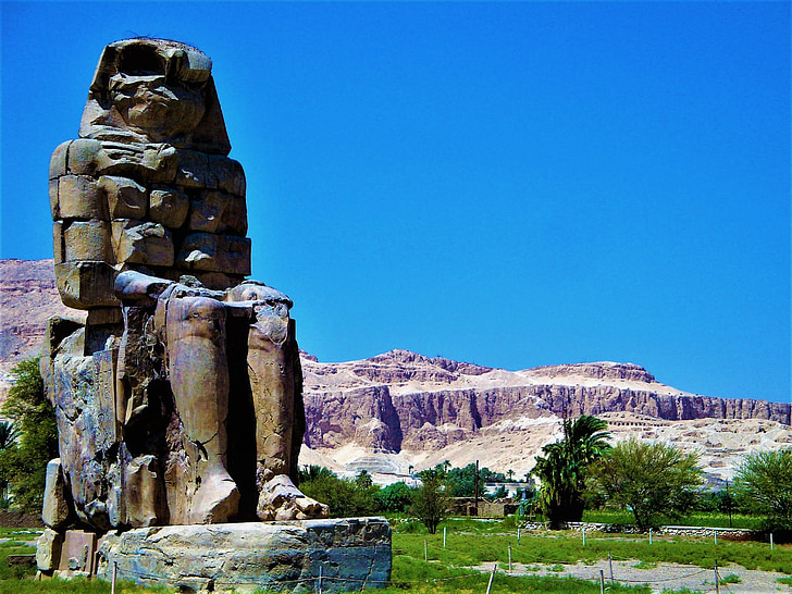 the colossi of memnon, egypt, the statue, thebes