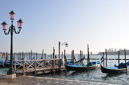 Benetke, pogled, gondole, Gondola - tradicionalna čoln, Destinacije, privezana, Navtična plovila