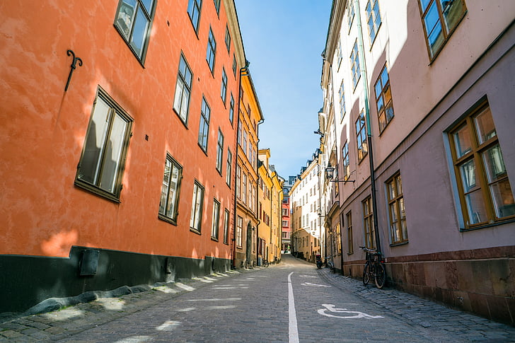 Stockholm, Svédország, régi város, sikátor, Európa, turizmus, Skandinávia