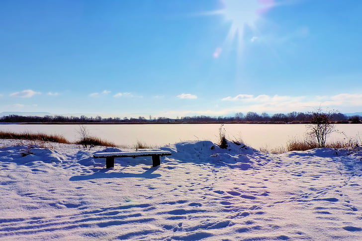 landschap, Lake, bevroren, Bank, Winter impressies, winterse, sneeuw