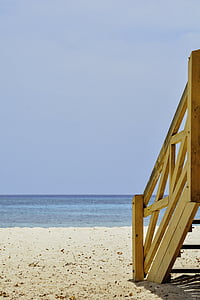rjava, lesene, stopnice, v bližini:, Seashore, sončno, dan