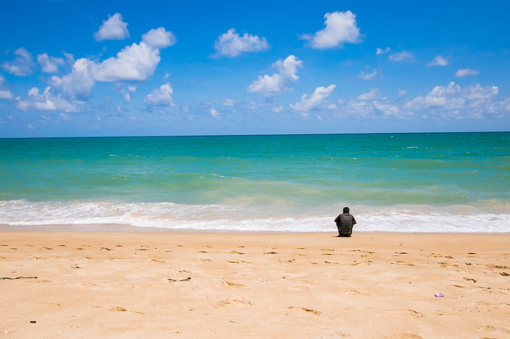 Andamanské moře, pozadí, Bay, výhled na záliv, pláž, Krásné, modrá