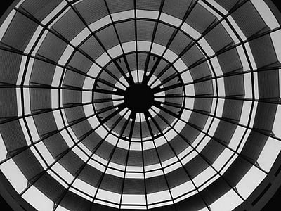 taket, arkitektur, svart, hvit, runde, moderne, kunst