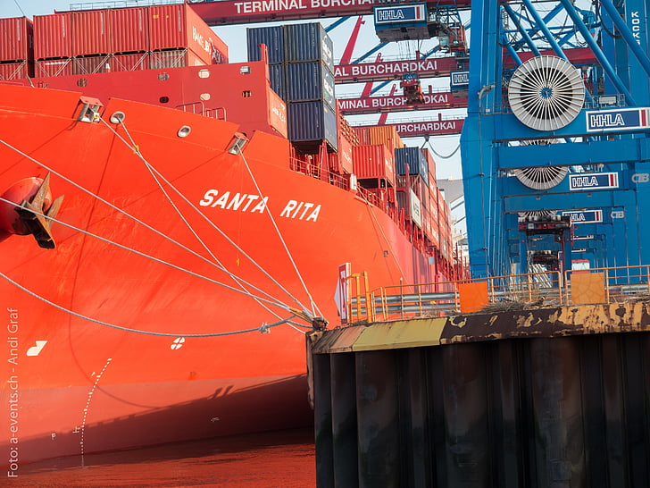 porta, nave, Amburgo, gru portuali, Cargo, contenitore, nave porta-container
