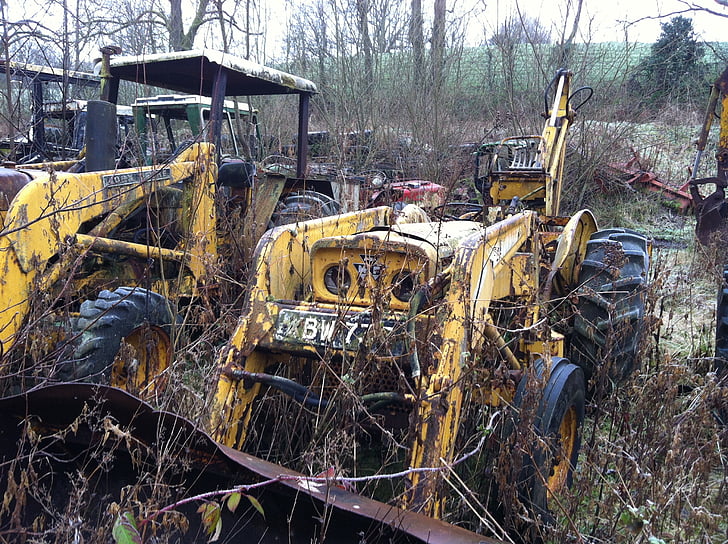 traktor, hrđe, groblje, farma, otpad, ruralnog propadanja, zapušten