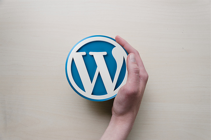 WordPress, mà, logotip, imatge de fons, Blogging, símbol, icona