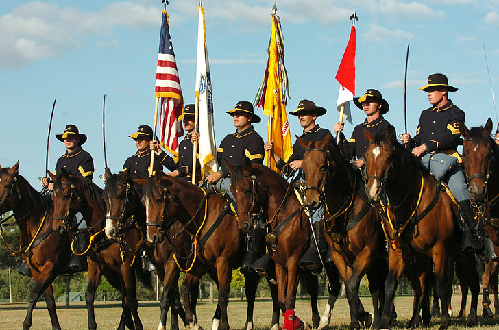 csatlakoztatott színes őr, katonai, történelem, ló, katonák, hagyományos, Fort carson
