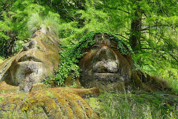 cabeza, naturaleza, escultura, prehistórico, edad de piedra