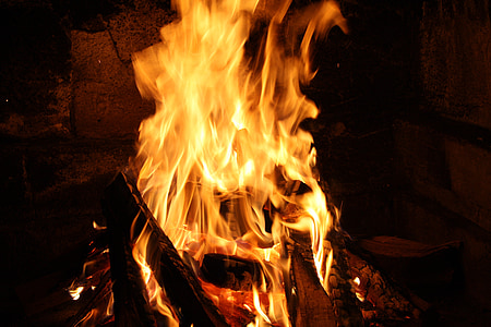 消防, 烧烤, 木材, 火焰