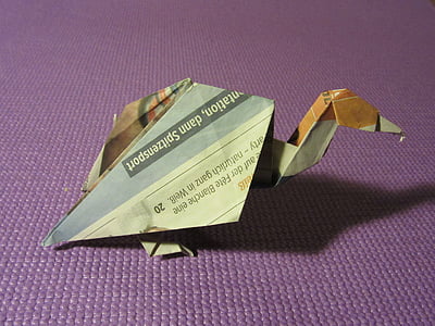 Origami, gier, papier, dier, vogel, krantenpapier, krant
