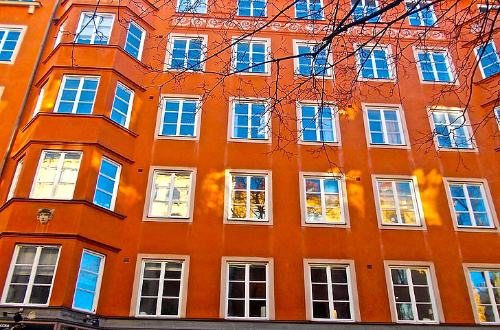façade, fenêtre de, structure, Södermalm, Stockholm
